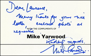 Note from Mike Yarwood Note from Mike Yarwood.